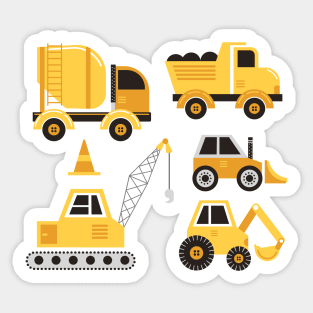 Construction Trucks on Gray Sticker